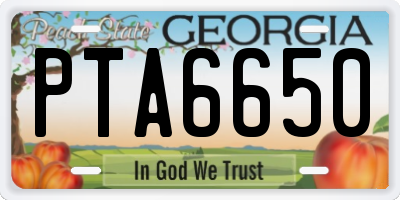 GA license plate PTA6650