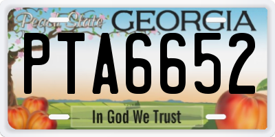 GA license plate PTA6652