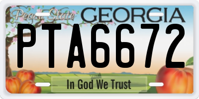 GA license plate PTA6672