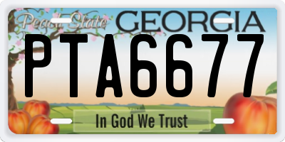 GA license plate PTA6677