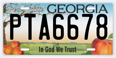 GA license plate PTA6678