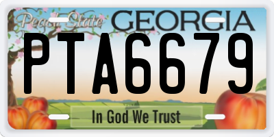 GA license plate PTA6679