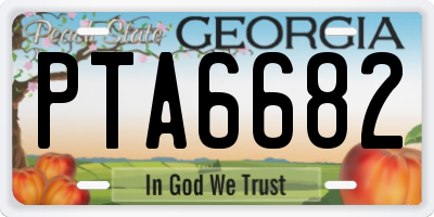 GA license plate PTA6682