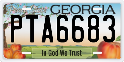 GA license plate PTA6683