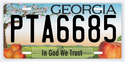 GA license plate PTA6685