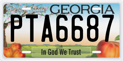 GA license plate PTA6687