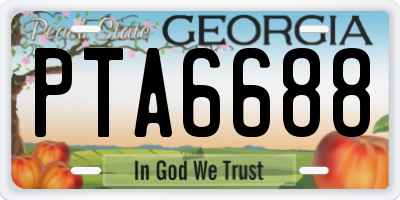 GA license plate PTA6688