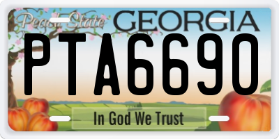 GA license plate PTA6690