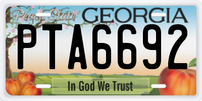GA license plate PTA6692
