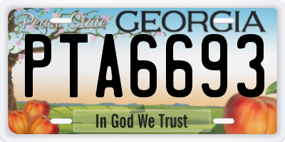 GA license plate PTA6693