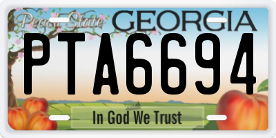 GA license plate PTA6694