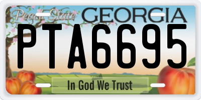 GA license plate PTA6695