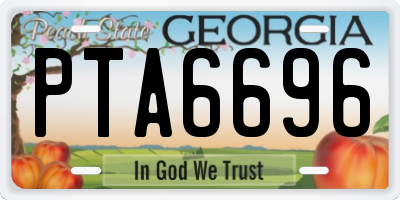 GA license plate PTA6696