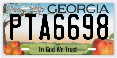 GA license plate PTA6698