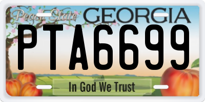 GA license plate PTA6699