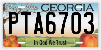 GA license plate PTA6703