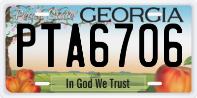 GA license plate PTA6706