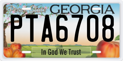 GA license plate PTA6708