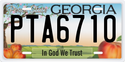 GA license plate PTA6710