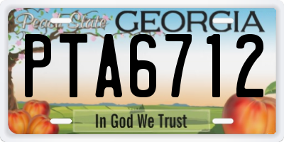 GA license plate PTA6712
