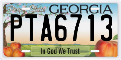 GA license plate PTA6713