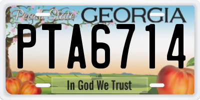 GA license plate PTA6714
