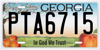 GA license plate PTA6715