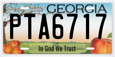 GA license plate PTA6717