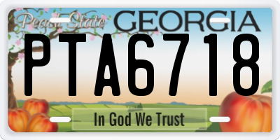 GA license plate PTA6718