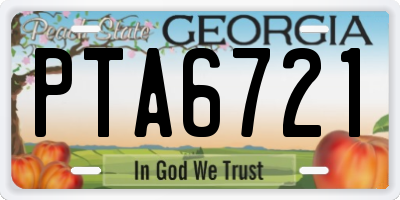 GA license plate PTA6721