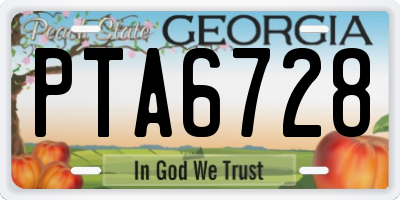 GA license plate PTA6728