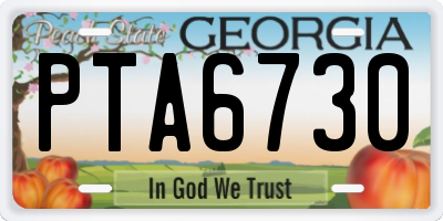 GA license plate PTA6730