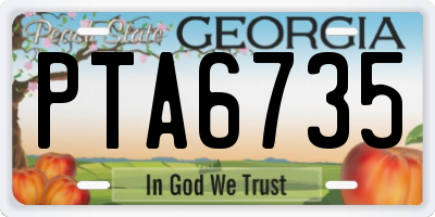 GA license plate PTA6735