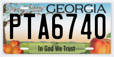 GA license plate PTA6740