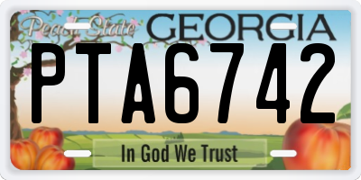 GA license plate PTA6742