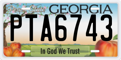 GA license plate PTA6743