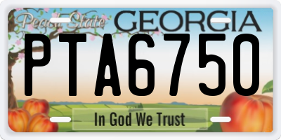 GA license plate PTA6750