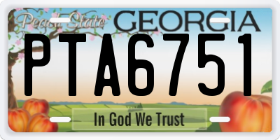 GA license plate PTA6751