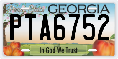 GA license plate PTA6752