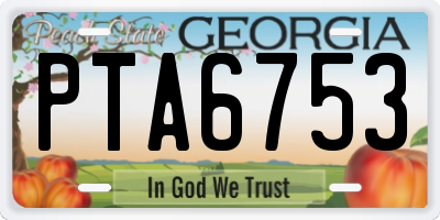 GA license plate PTA6753