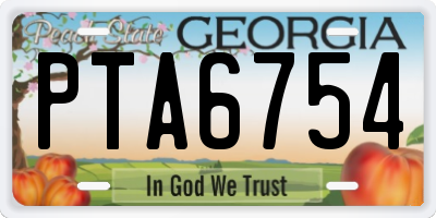 GA license plate PTA6754