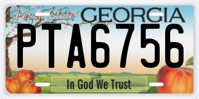 GA license plate PTA6756