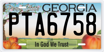 GA license plate PTA6758
