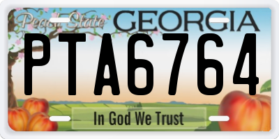 GA license plate PTA6764