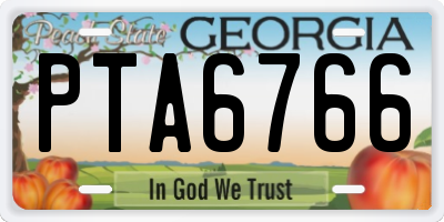 GA license plate PTA6766