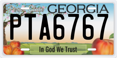 GA license plate PTA6767