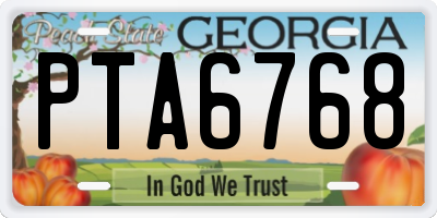 GA license plate PTA6768