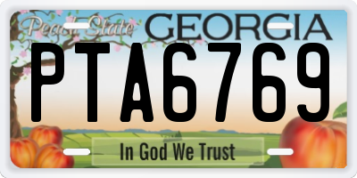 GA license plate PTA6769