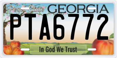 GA license plate PTA6772