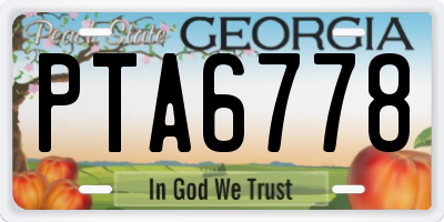 GA license plate PTA6778